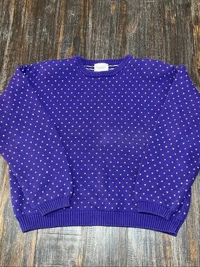 Vintage Essential Elements Purple Crewneck Sweater with Tiny Heart Detail